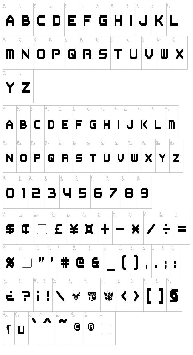 Flipbash font map